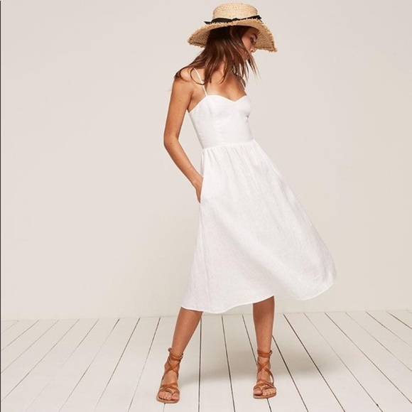 white linen lace dress